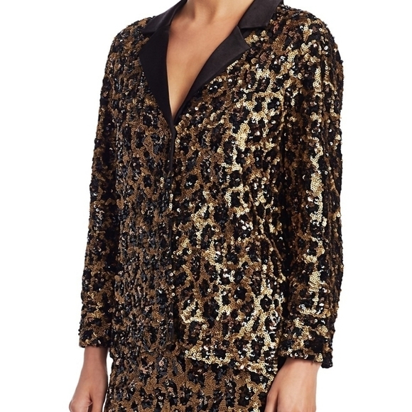 Alice + Olivia Keir Sequin Leopard Print jacket size small new with tags - Picture 2 of 12